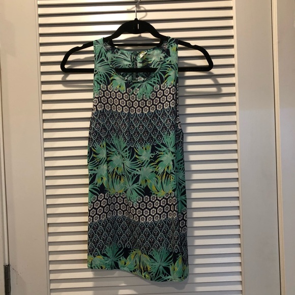 Old Navy Tropical Print Aqua Blue Tank Top - Picture 3 of 8